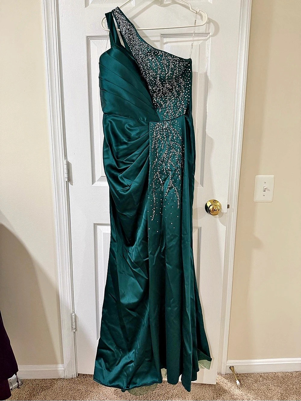 Voyant Embellished Draped Maxi Dress in Green Size 12 Like New